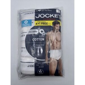 New Jockey Classics 100% Cotton‎ Full Rise Briefs Pack Of 5 Size 34